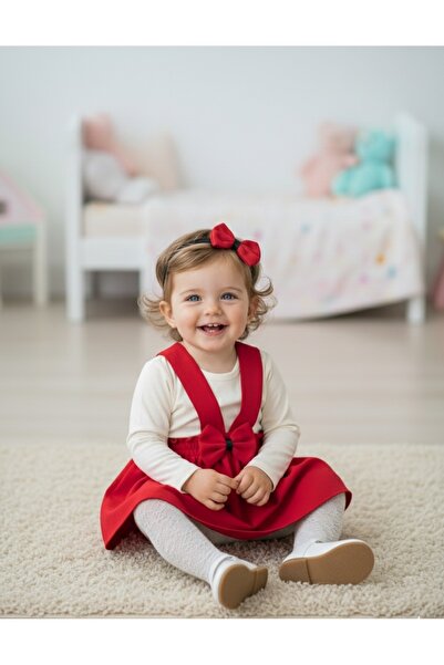 Şenkız Κόκκινο Crepe Salopet - Φόρεμα με λεπτομέρεια Bandana