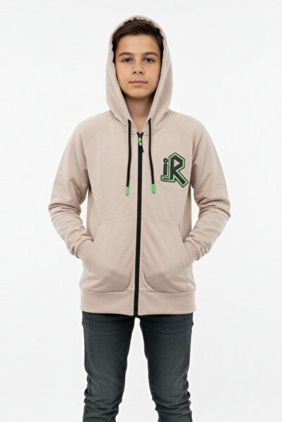 NEWKİDS Φούτερ για αγόρια με κουκούλα, φερμουάρ, πλαϊνές τσέπες, εμπριμέ, 100% βαμβάκι, 2 κλωστές, εποχιακό