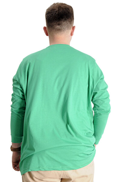 ModeXL Mode XL Large Size Men's T-shirt Long Sleeve with Cuffs 20103 Green