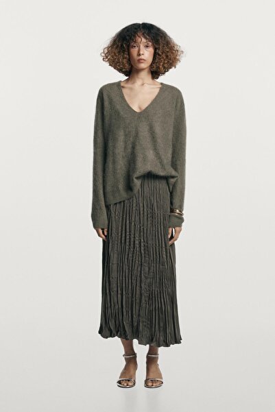 Massimo Dutti Uzun dökümlü pilili etek