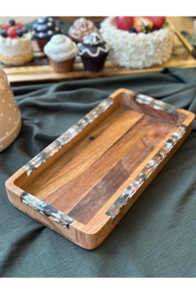 ROSSEV صينية تنظيف مستطيلة من أكاسيا