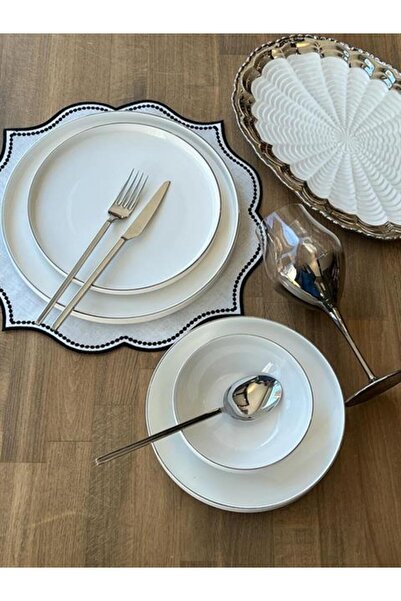 ROSSEV Yemek Takımı Modern Silver 24 Parça 6 Kişilik