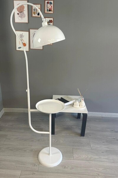 Bamyum Beyaz Lambader Modern Dekoratif Metal Oturma Odası Çalışma Odası Zemin Lambası