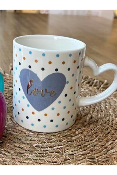 ROSSEV White Porcelain Mug with Polka Dot Detail