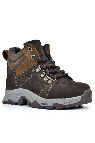 Rakerplus Genuine Leather Brown Zippered Trekking Kids Boots