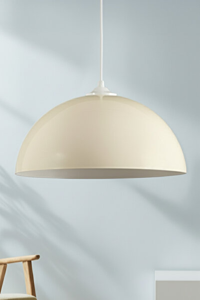 Marrien Luna Krem Metal Sarkıt (30 cm) | Yemek Masası Üstü Avize | Mutfak & Salon Aydınlatması