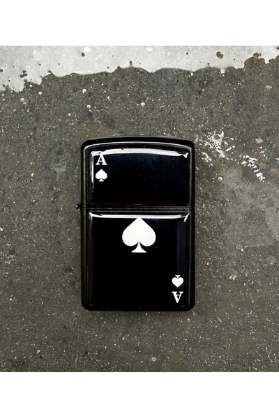 Duftpalm MAÇA AS Tasarımlı Benzinli Siyah Çakmak