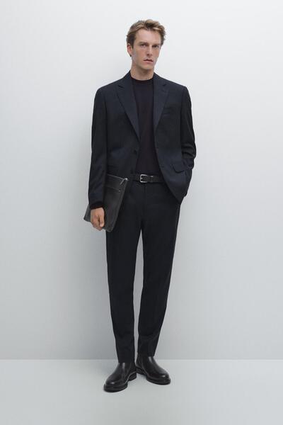 Massimo Dutti Kazayağı desenli klasik pantolon