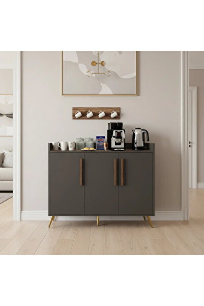 Stylish Home Grey and Brown Coffee Corner Cabinet - RC07
