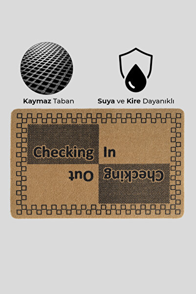 KARMAT Cheking in Chekin Out, in and Out, Door Mat, Long Lasting Doormat, House Gift for Dowry