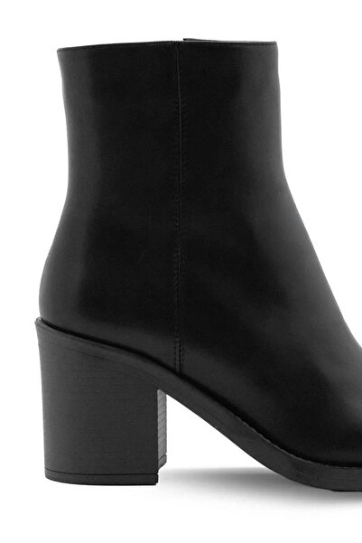 Vario Hakiki Deri Fermuarlı Kauçuk Taban Bot Z285 ANALIN SIYAH C17