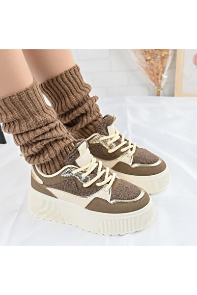 Tmall Women's Sports Shoes, With Platform, Made of Suede Leather, D1409, Khaki