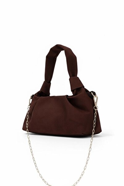 CELESTIAL COLLECTION Elodie Bitter Brown Suede Mini Hand and Shoulder Bag
