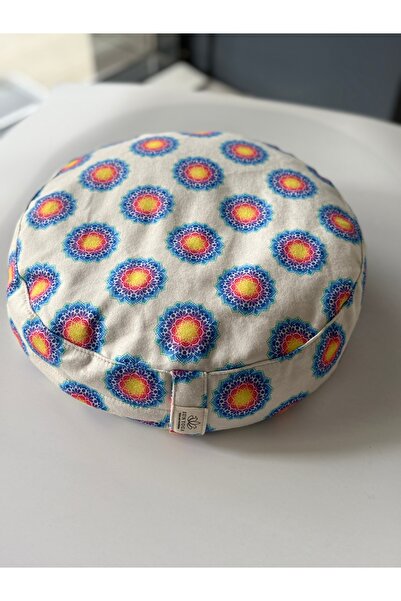 SUNYOGA Подушка для медитації Zafu з наповнювачем з чорного гречаного зерна, багатоколірний мандала-візерунок