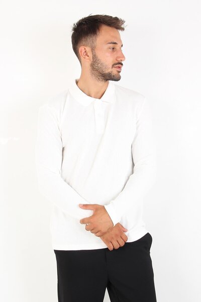 Mckanzie 5708 Model Polo Collar Waffle Textured Sweatshirt - Two Buttons