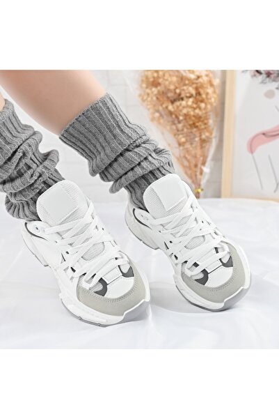 Tmall Pantofi sport pentru femei, cu inserții de plasă, D1388, albi cu roz