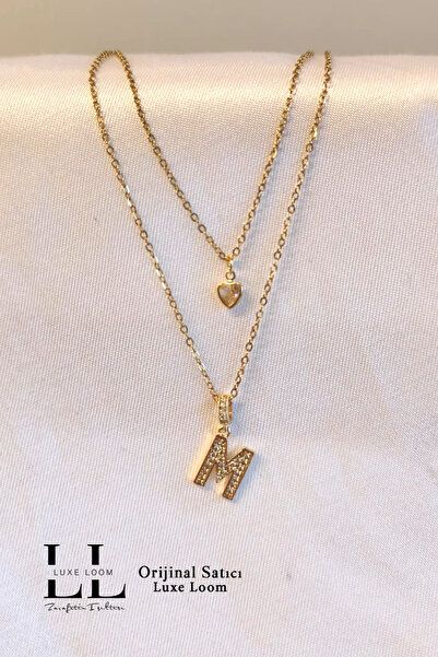 Luxe Loom Zarafetin Işıltısı Paslanmaz Çelik Gold Renk Zirkon Taşlı Çift Katm...