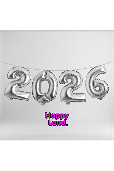 Happyland بالونات رأس السنة 2026 فضية اللون مقاس 100 سم كبيرة الحجم من الفويل...