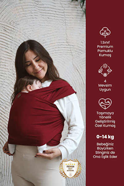 ilays beauty Premium Birinci Sınıf Pamuklu Esnek Wrap Sling Bordo (BABYWEARİNGE ÖZEL ÜRETİM KUMAŞ)
