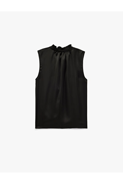 Koton Tie-Up Detailed Vertical Ruffle Collar Sleeveless Shirt