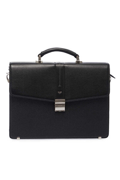 Tergan Black Genuine Leather Unisex Briefcase - S1Ev00002906-A6F
