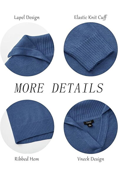 OEM Bluză lejeră de damă, pulover tricotat, cu guler în V, ALBASTRU, mărimea XXL