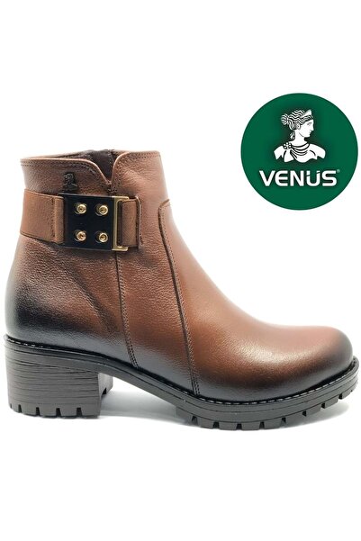 Venüs Cizme scurte cu fermoar din piele pentru femei 3309K - Maro - 36