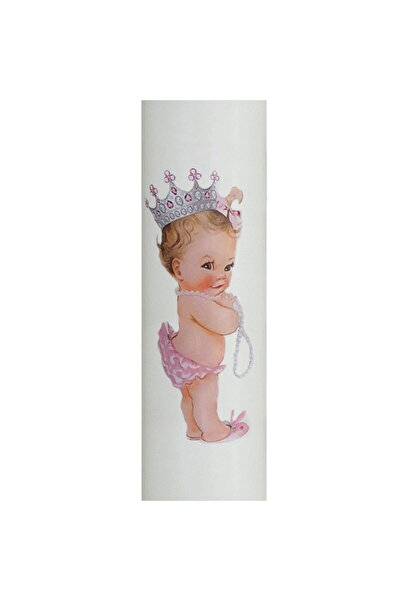 SERVUS COLLECTION Baptism Candle Princess with pink 4.5 cm 40 cm