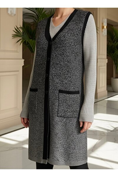 TEK Чорний трикотажний жилет з візерунком для молодої мами