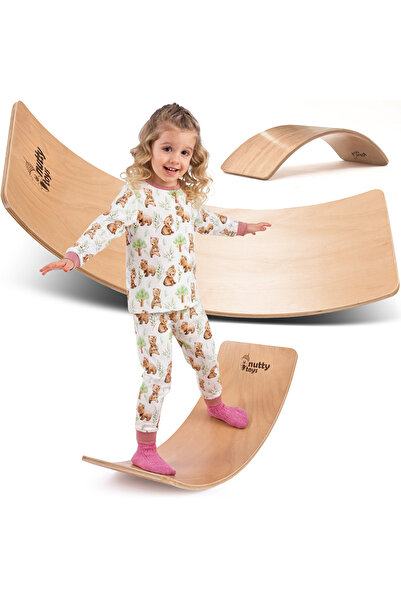 NUTTY TOYS Placă de echilibru Montessori - Nutty Toys - Placă de echilibru multifuncțională - 88 cm - 100% lemn