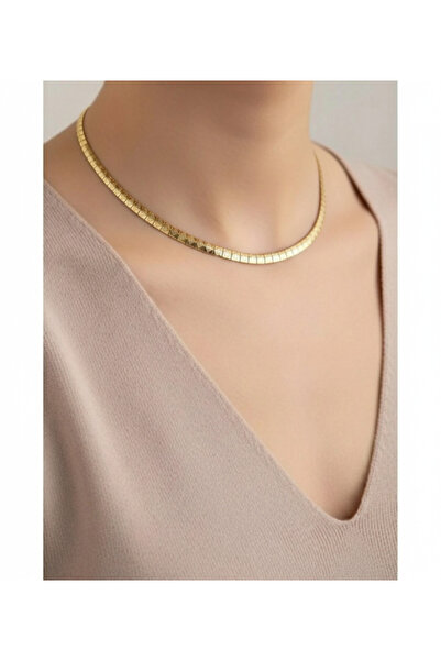 Rua Jewelry قلادة مثلثة إيطالية من الفولاذ 4 مم 45 سم لون ذهبي |   مقاوم للبهتان، للجنسين، ضمان لمدة عامين