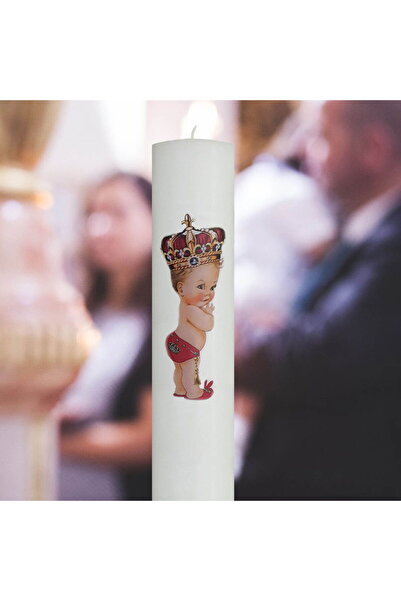 SERVUS COLLECTION Baptism Candle Prince with red 4.5 cm 50 cm