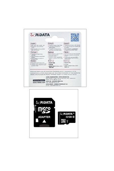 ridata 32GB microSDHC UHS-I U1 memory card, RiDATA Flash Memory, with SD adapter, class 10