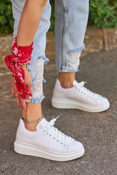 YASEMİN Women's Sneaker Queen White Casual Sports Shoes