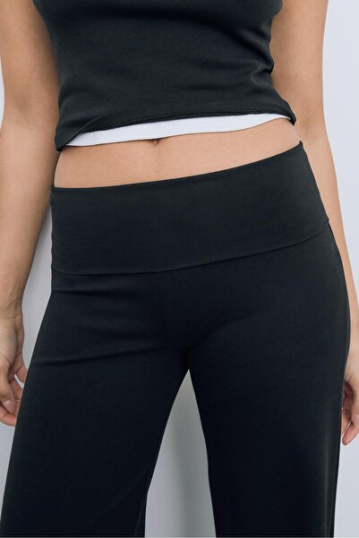 Stradivarius Mesh trousers with fold-over waist