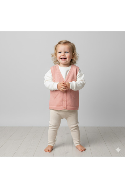 Mamman's 2-Piece Knitted Sweater Vest, Buttoned Baby Girl and Boy Winter Vest Set