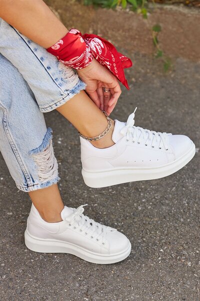 YASEMİN Women's Sneaker Queen White Casual Sports Shoes