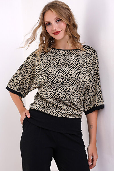 Şiir Melipilla Γυναικεία Λεοπάρ Όνομα Μπλούζα και Χρήση Χτενισμένης Βαμβακιού