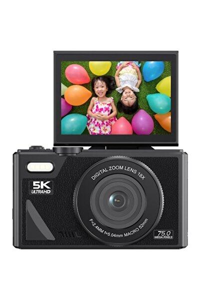 VALA Aparat Foto Digital CCD VALA® 5K Ultra HD, 75Mpx, WiFi, Display 3.0 Inch IPS Rabatabil, Negru