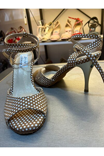 bitangosu White Polka Dots Butterfly Model 8.5 cm 13 Point Heel Height Tango, Dance and Evening Dress Shoes