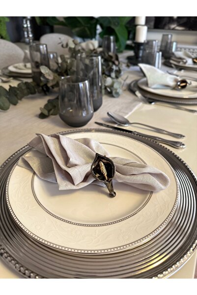 Decamor home Linen Textured Pearlescent Glitter Dark Gray Smoked Runner (Not Including the Nappe)