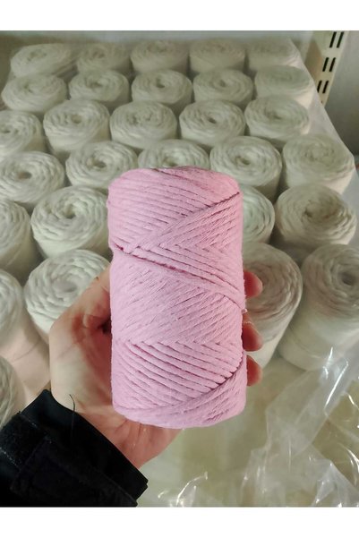 Bevella Macrame Cord Macrame scanabil 10 kg 250 gr 40 bucăți roz bomboană