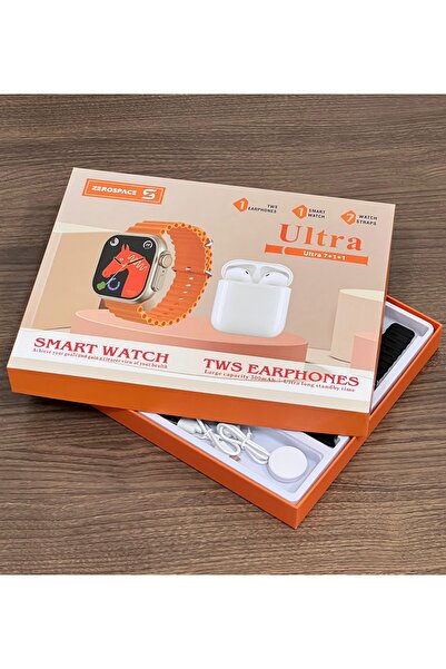 ZERO SPACE Ultra 7+1+1 Smart Watch Bundle with Earphones, 7 Watch Straps, Compatible with iPhone and Android