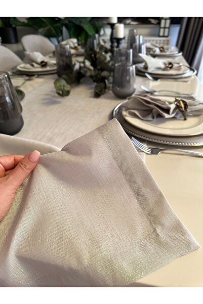 Decamor home Linen Textured Pearlescent Glitter Dark Gray Smoked Runner (Not Including the Nappe)