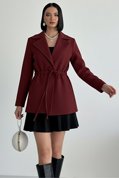 ALFUDO Moda Collection Burgundy Tie Detail Comfortable Fit Cashmere Cardigan/Jacket