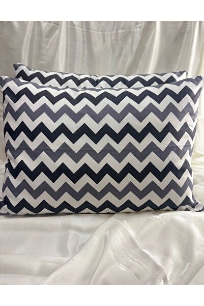 Belsina Home الزخرفة المتعرجة السوداء |   2 غطاء وسادة بسحاب |   50×70 سم