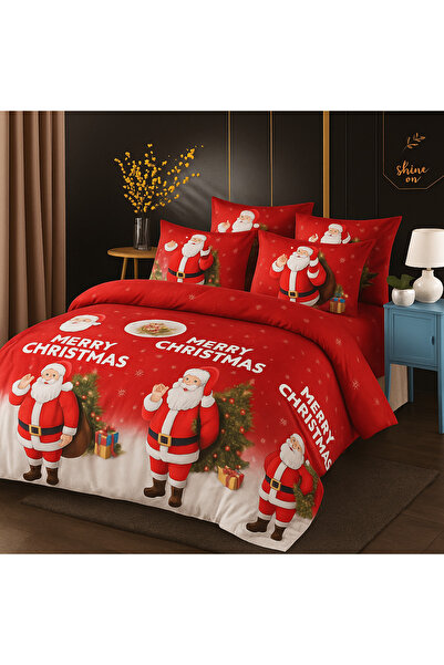 Casa Pucioasa Fine cotton bed linen, Santa Claus pattern, elasticated sheet - Casa Pucioasă