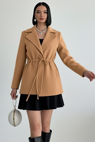 ALFUDO Moda Collection Camel Color Tie Detail Comfortable Fit Cashmere Cardig...