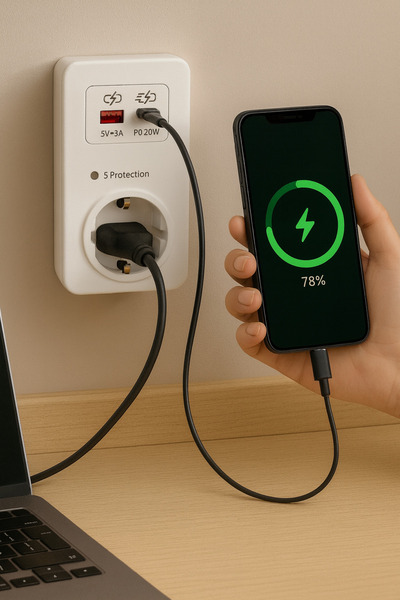 REYYEN Güvenli, Koruyucu Hızlı Şarj, Usb, Type-C, Priz ~720 Joule~ (Şok Koruma, Akım Koruma, Çocuk Koruma)