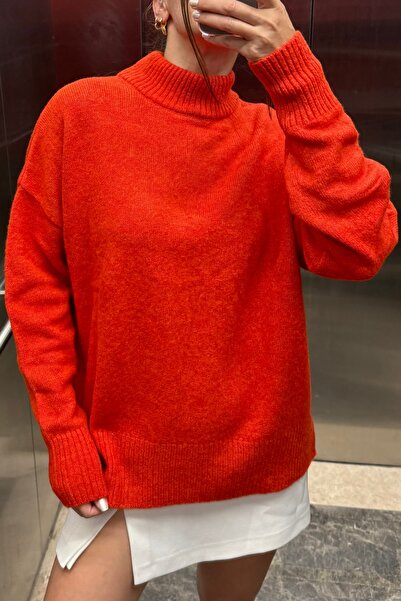 Noi Belis Pulover de bază cu guler în picioare oversize moale texturat AW25KZ0010